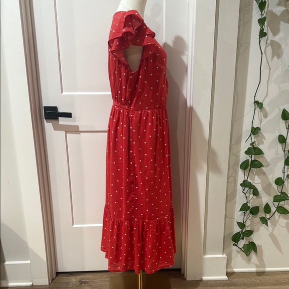 Old Navy Size M Red Halter Maxi Dress with Ruffled Tie Front V-Neck Cross Front - Picture 7 of 11